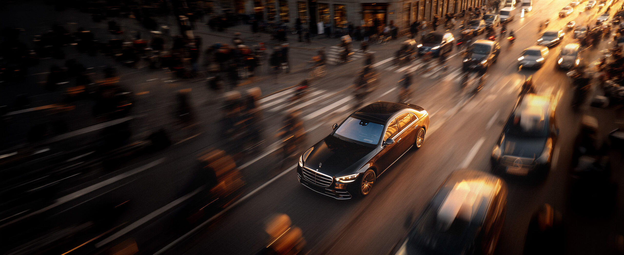 Electric premium car at dusk